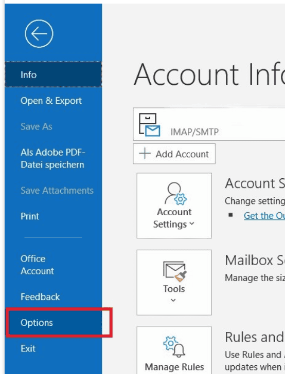 Outlook Editor Settings